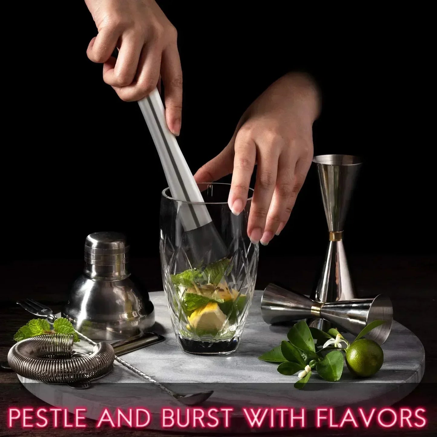 Stainless Steel Cocktail Muddler & Mixing Spoon Bar Tool Set