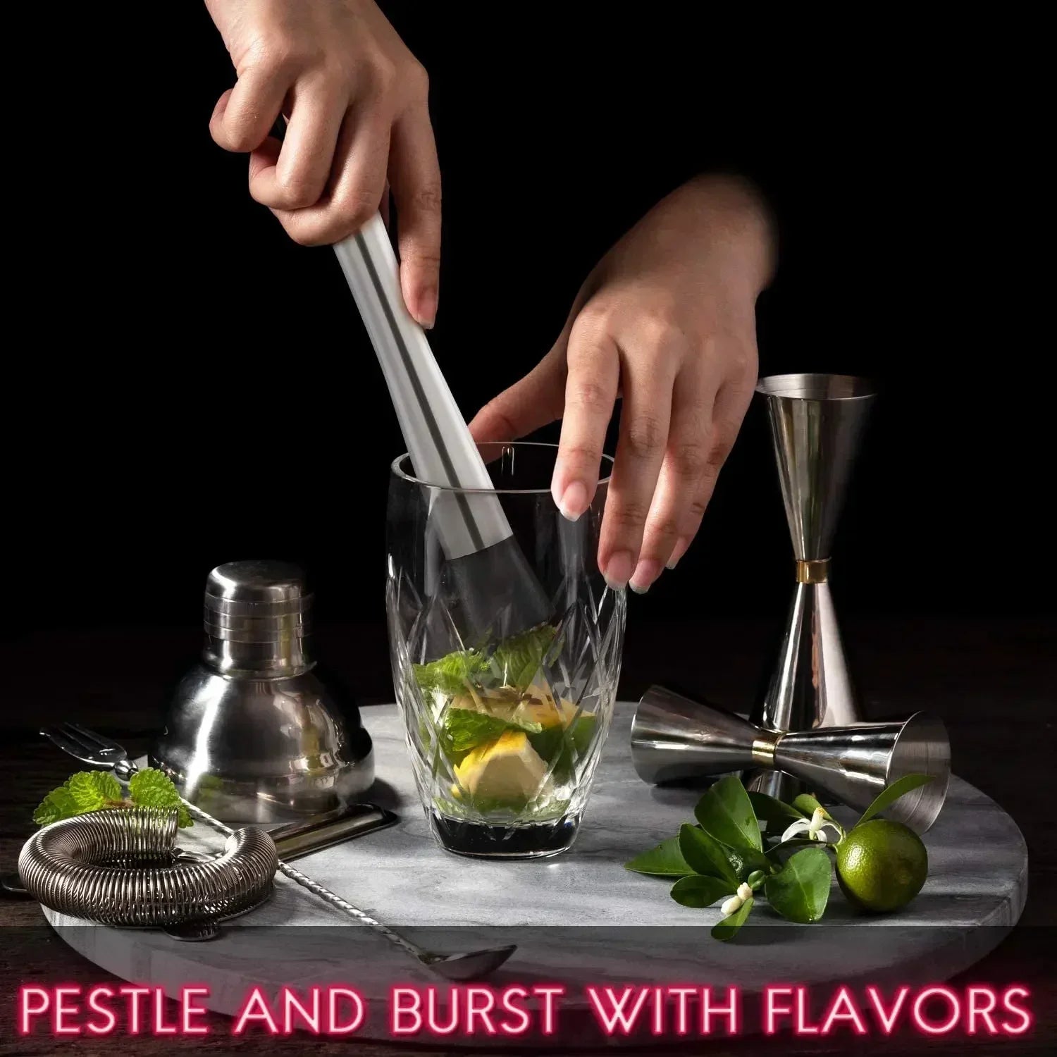 Stainless Steel Cocktail Muddler & Mixing Spoon Bar Tool Set