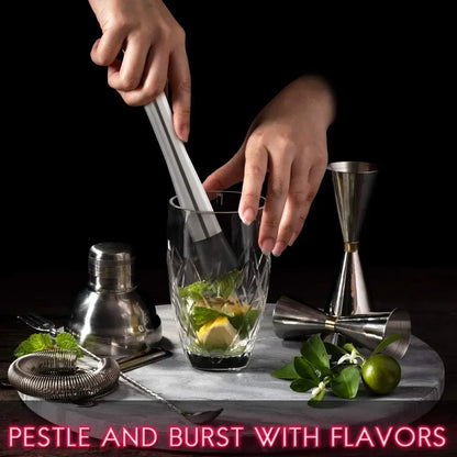 Stainless Steel Cocktail Muddler & Mixing Spoon Bar Tool Set