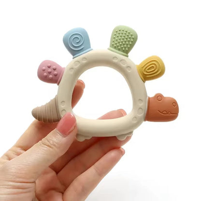 BPA Free Silicone Baby Dinosaur Teething Toys Easy Grip Infant Safe