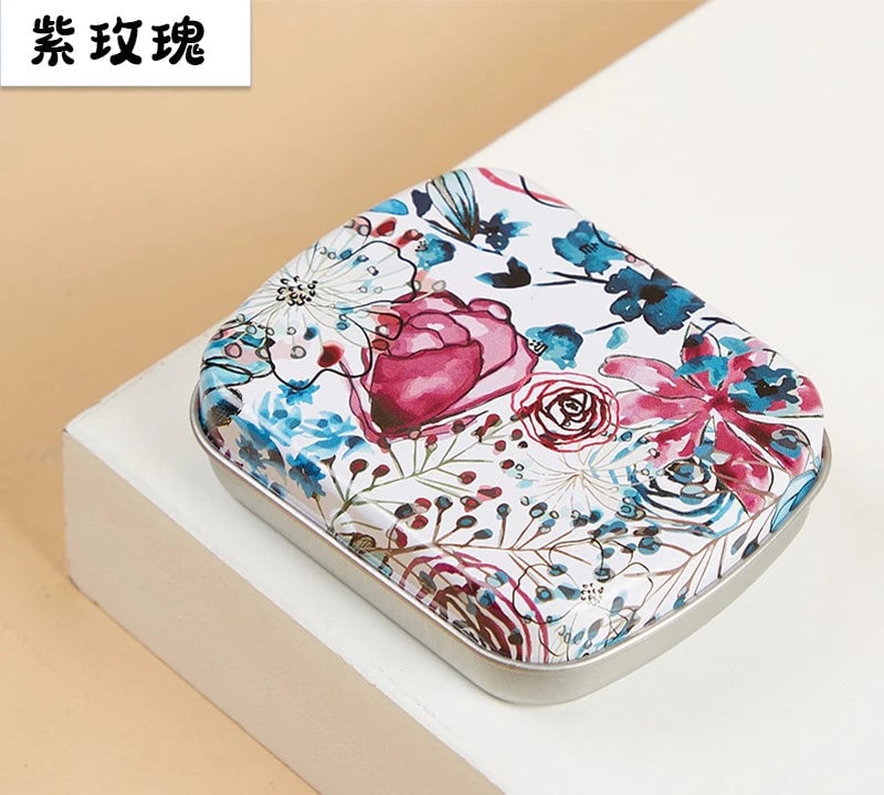 Portable Mini Metal Hinged Tin Box - Small Rectangular Storage Container