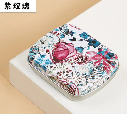 Portable Mini Metal Hinged Tin Box - Small Rectangular Storage Container