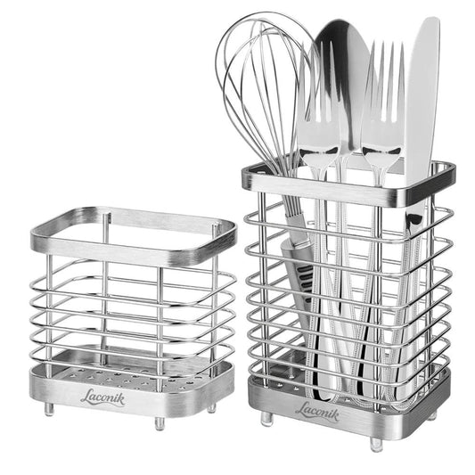 Stainless Steel Kitchen Utensil Holder - Counter Cutlery Organizer