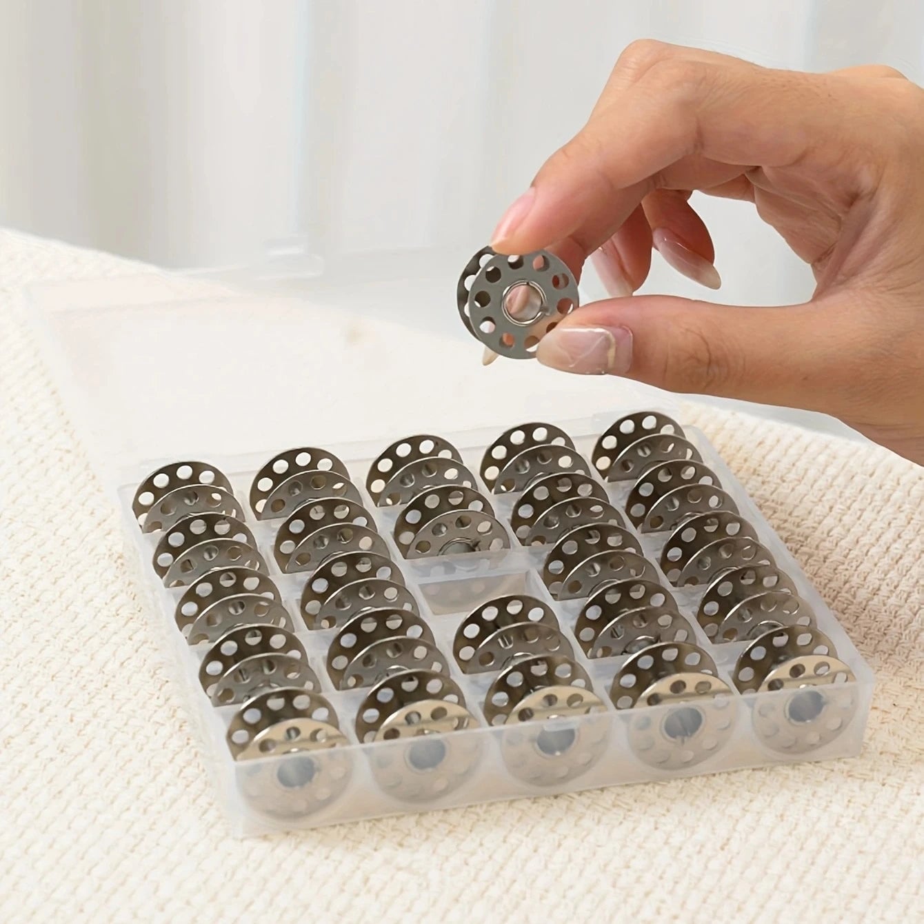 25pc Empty Bobbins Set with Storage Case - Plastic Sewing Machine