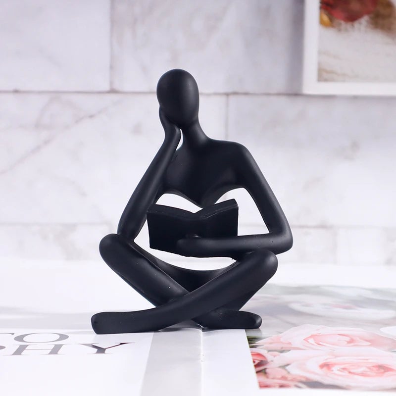 Abstract Man Reading Book Resin Sculpture Figurine Home Decor