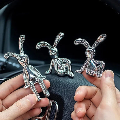 2PC Long Eared Rabbit Cartoon Statues Desktop Car Bedroom Decor