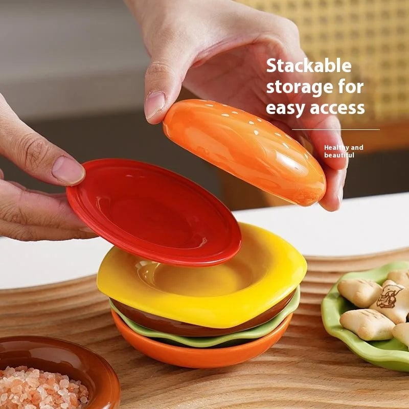 6-Layer Stackable Hamburger Plate Set PP Dinner Plates Sauce Container