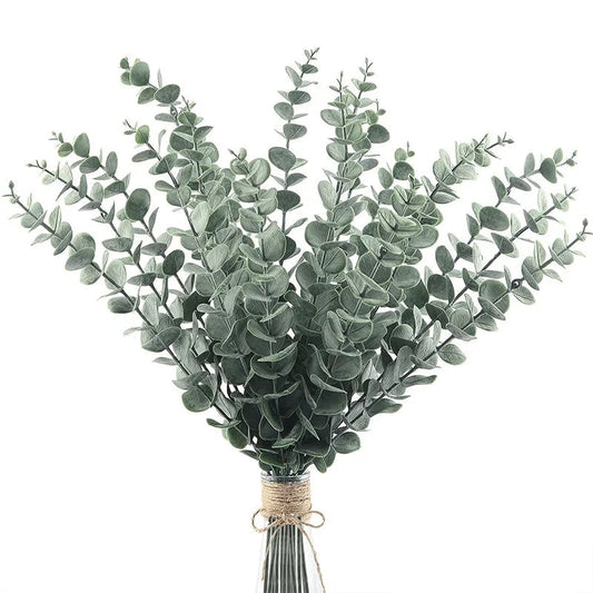 20pcs Artificial Eucalyptus Stems - Realistic Green Fake Branches