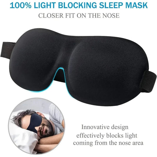 3D Memory Foam Sleep Mask - Soft Blindfold Eye Cover Travel Aid