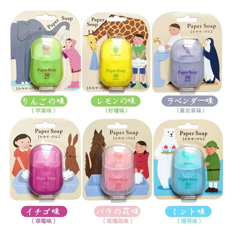 Japanese Paper Soap Tablets - 20 Disposable Sheets Travel Size