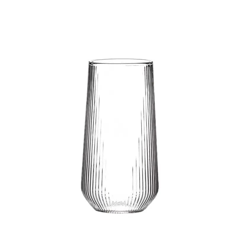 470ml Borosilicate Glass Cup - Vertical Striped Coffee Mug