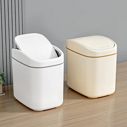 Desktop Mini Trash Can with Shake Cover - Plastic Garbage Bin