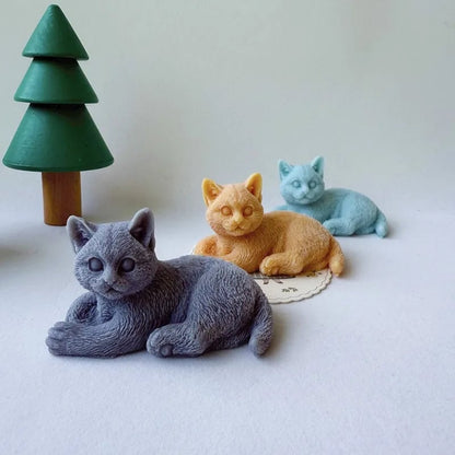 3D Cat Silicone Mould Large Kitten Resin Candle Soap Plaster DIY