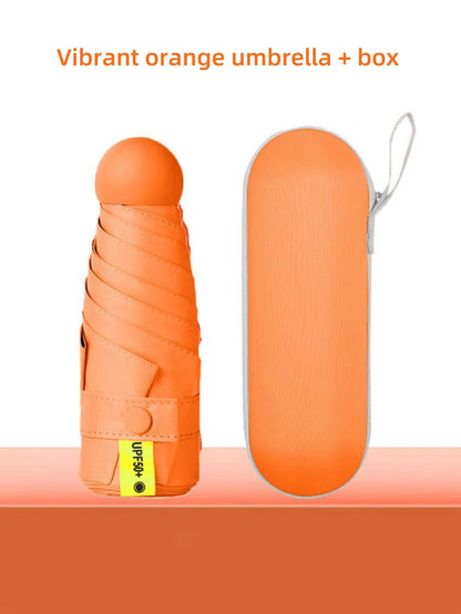 Portable Mini Umbrella 6 Ribs Anti-UV Coating Sun Rain Protection