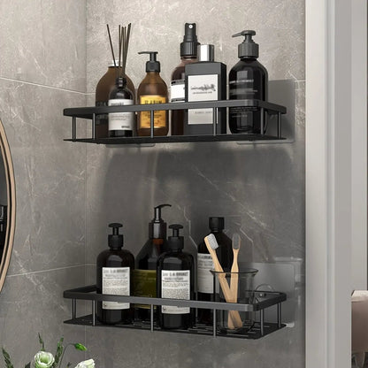 No Drill Corner Bathroom Storage Rack Wall Mount Shower Organizer