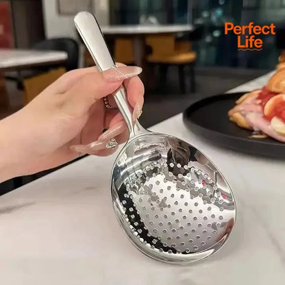 Stainless Steel Ladle with Drain Holes & Heat Resistant Handle