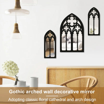 3Pcs Gothic Arched Wall Mirrors Cathedral Window Design Home Decor