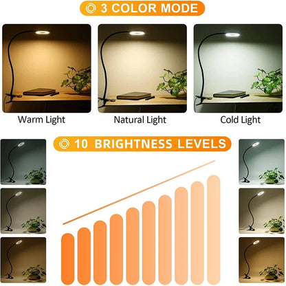 48 LED Clip-On Desk Lamp 360° Flexible Gooseneck USB Eye Care Light