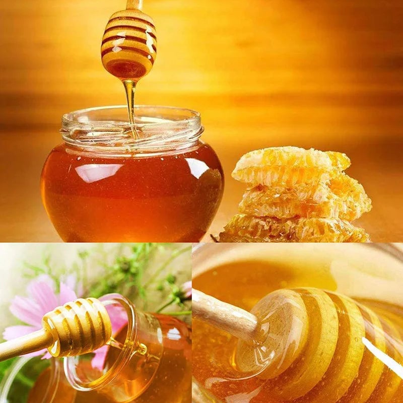 100Pcs Mini Wood Honey Dipper Stir Sticks - Long Handle Mixing Spoons