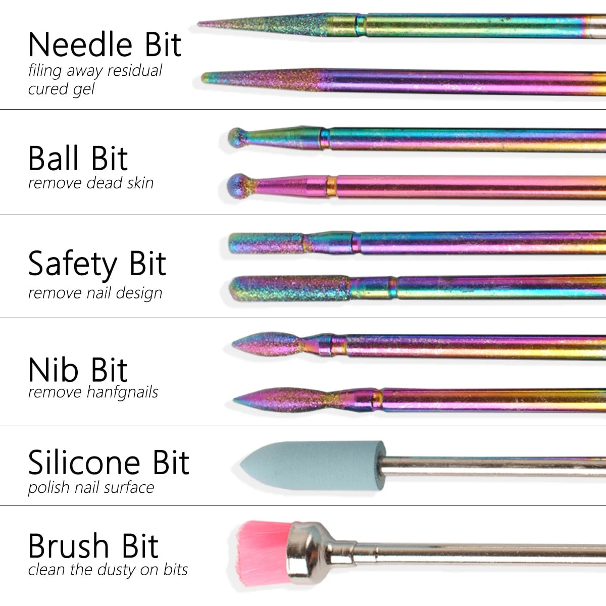 13Pc Ceramic Nail Drill Bit Set Electric Manicure Acrylic Gel
