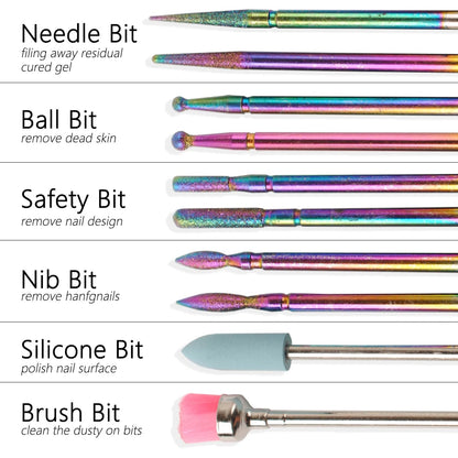13Pc Ceramic Nail Drill Bit Set Electric Manicure Acrylic Gel