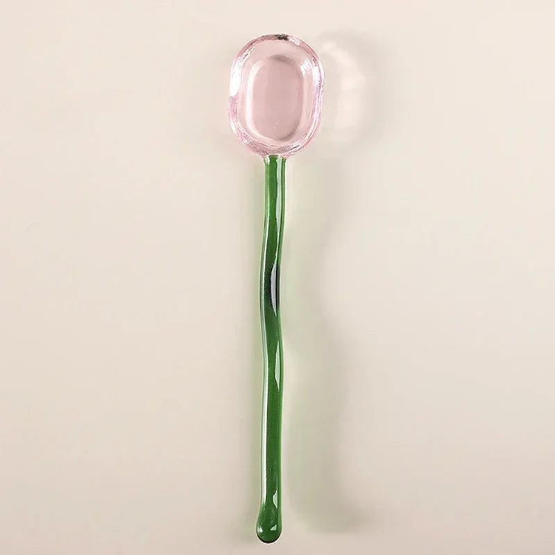 Colored Glass Long Handle Dessert Spoons - Coffee Stirring Spoons
