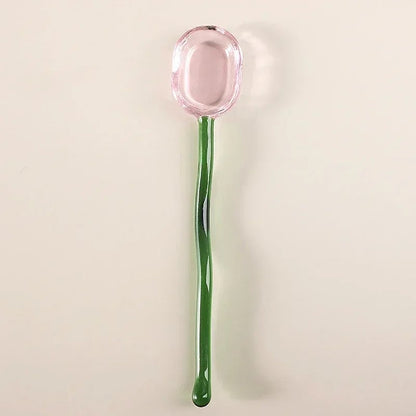 Colored Glass Long Handle Dessert Spoons - Coffee Stirring Spoons