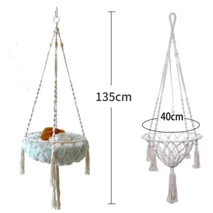 Hand Woven Cotton Rope Cat Hammock - Winter Pet Hanging Basket