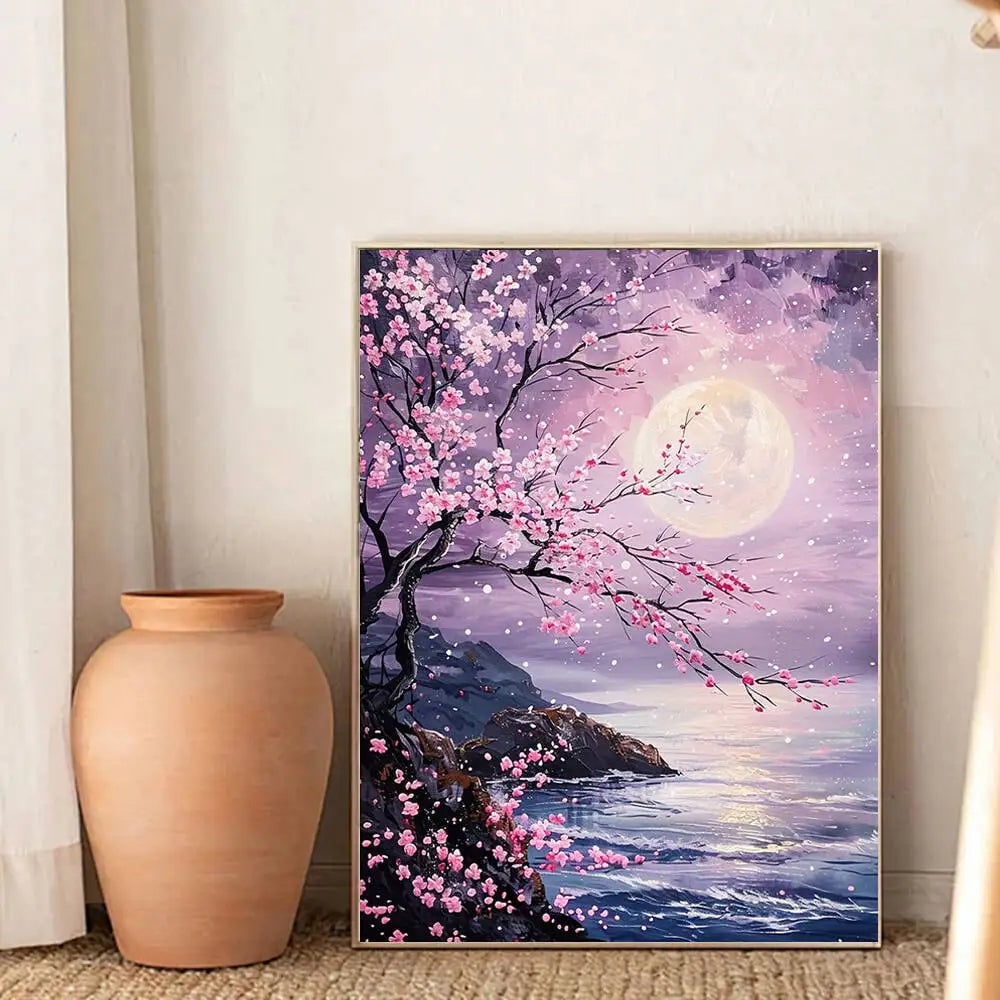 Full Round Diamond Painting Kit Tree Moon Landscape Mosaic Art