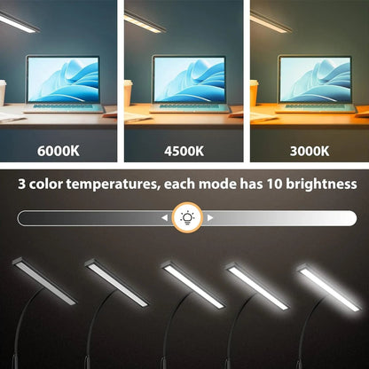 LED Desk Lamp Stepless Dimming Eye-Care Adjustable Gooseneck Light