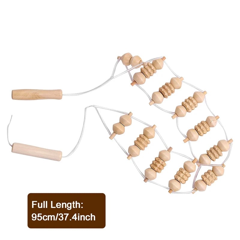 Wooden Therapy Massage Roller Rope Body Shaping Pain Relief Tool