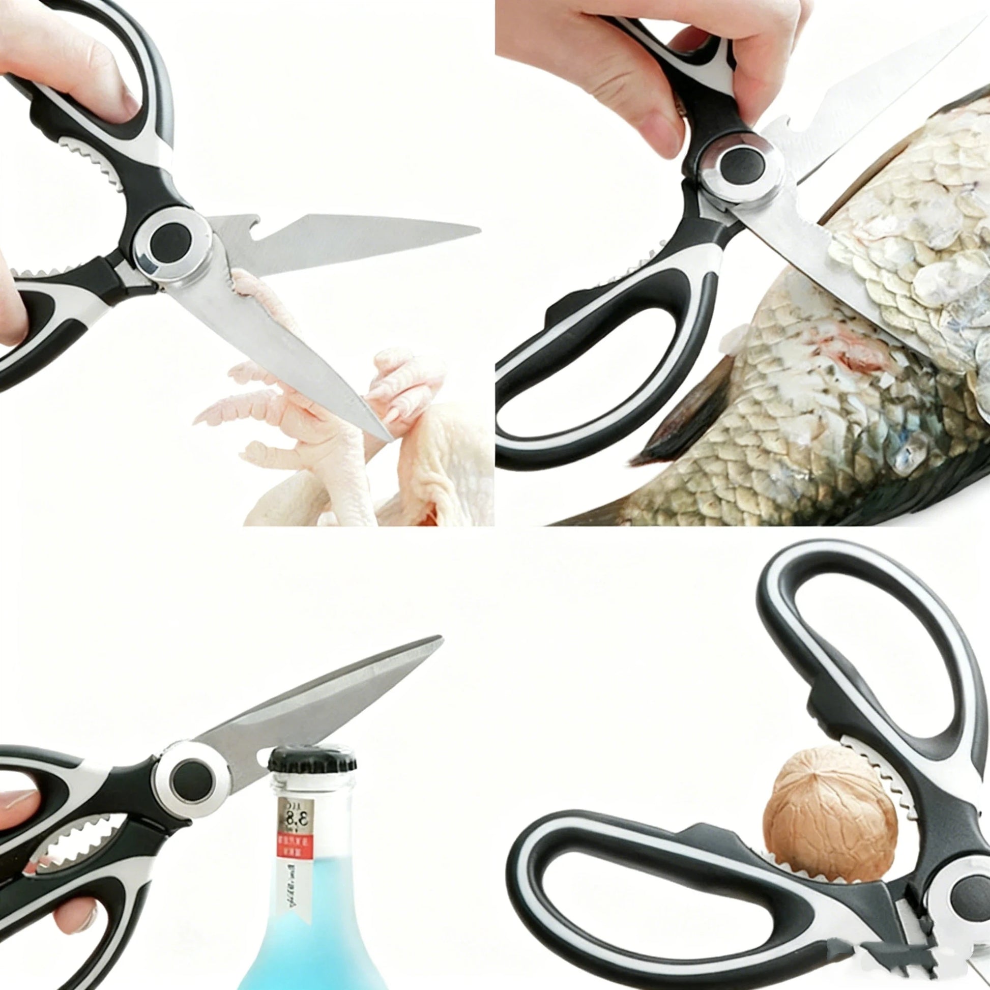 Heavy-Duty Stainless Steel Kitchen Scissors Multi-Purpose Food Tool