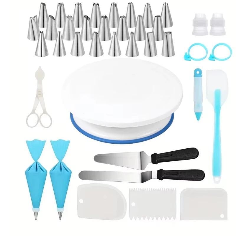 Rotating Cake Turntable & Icing Smoother Kit - DIY Decorating Tools