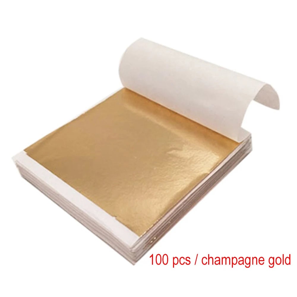 Gold Silver Foil Leaf Paper 100 Sheets Gilding Art Craft