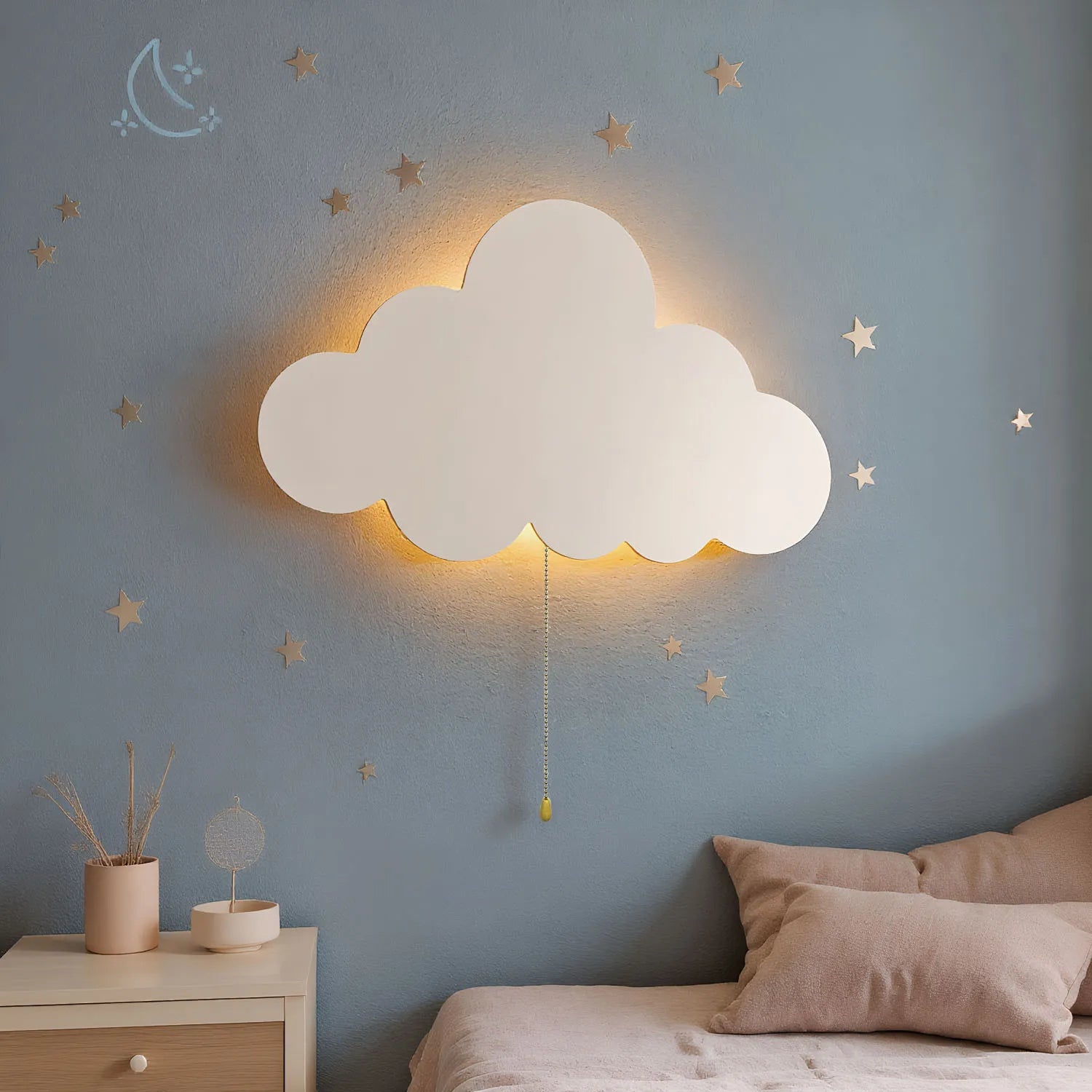 Battery Operated Cloud Wall Light - Floating LED Lamp Kids Nursery