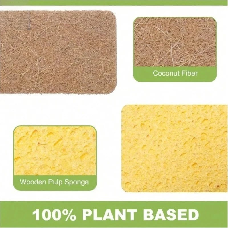 Biodegradable Cellulose Coconut Scrubbing Sponges - 6 Pack Eco