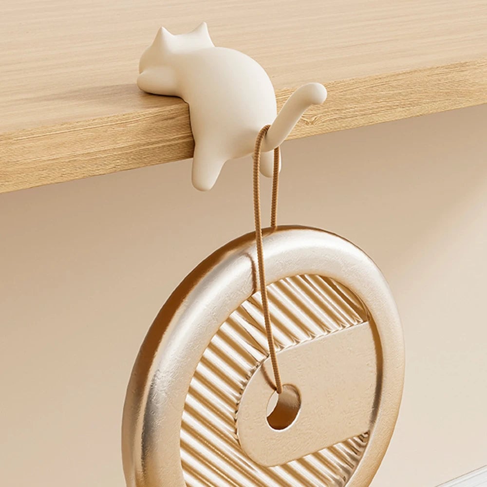 Cat Shaped No Trace Wall Hooks - Damage-Free Adhesive Mount Clips