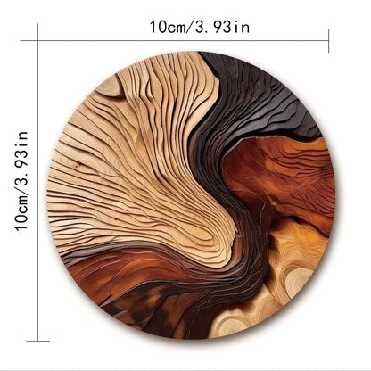 Wooden Coasters Set of 6 - Swirl Pattern Coffee Tea Bar Decor