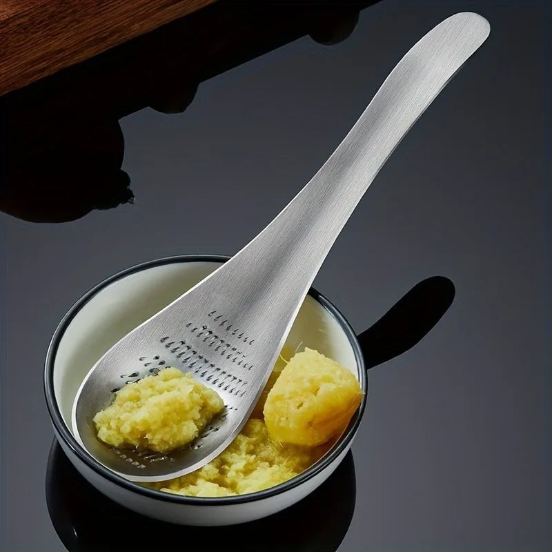 Stainless Steel Garlic Ginger Grater Spoon - Root Vegetable Grinder