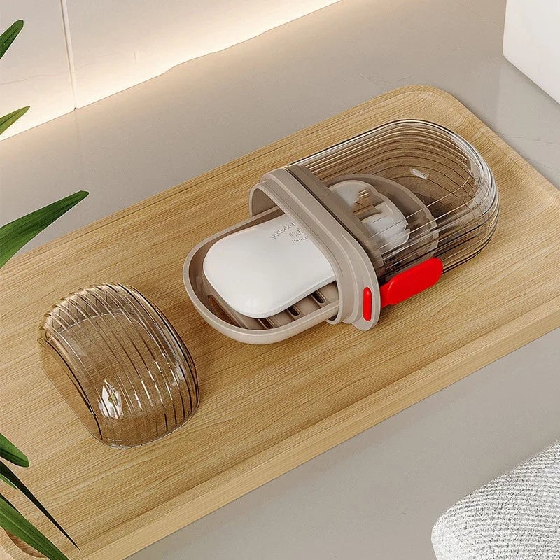 Portable Travel Soap Box Sealed Drainable Lid Business Trip Case