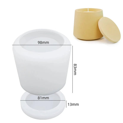 Round Candle Jar Silicone Mold with Lid - DIY Epoxy Resin Casting