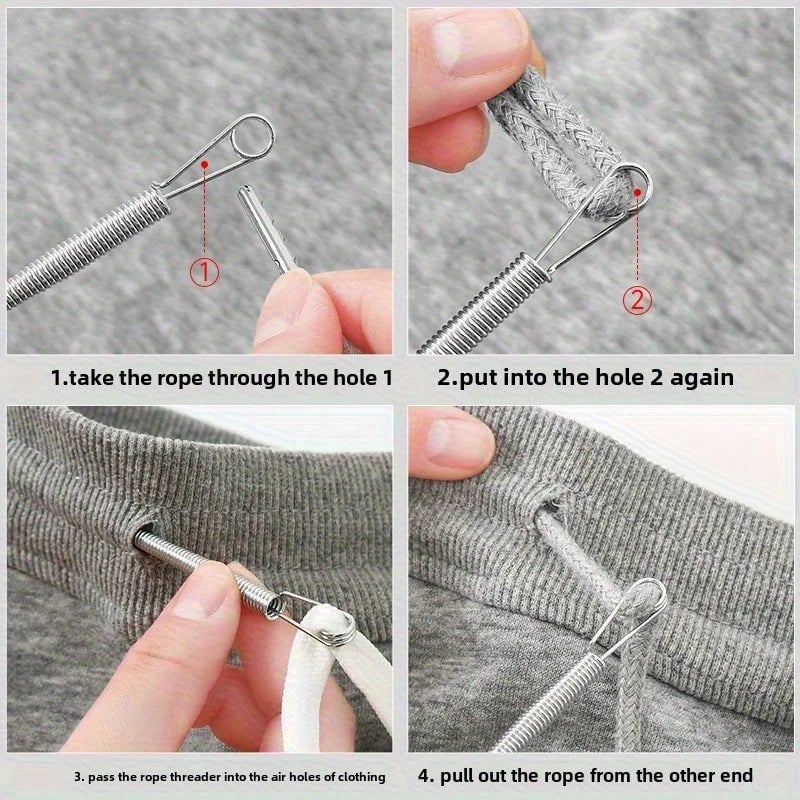 Drawstring Threader Clip Tool - Elastic Band Insertion for Hoodies