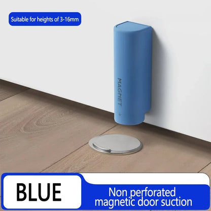 Stainless Steel Magnetic Door Stopper - Nail-Free Gray Black Base