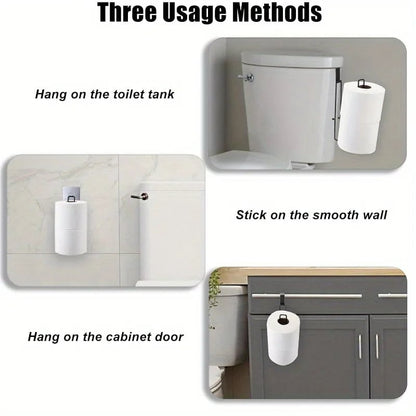 Self-Adhesive Black Iron Toilet Paper Holder with Towel Bar