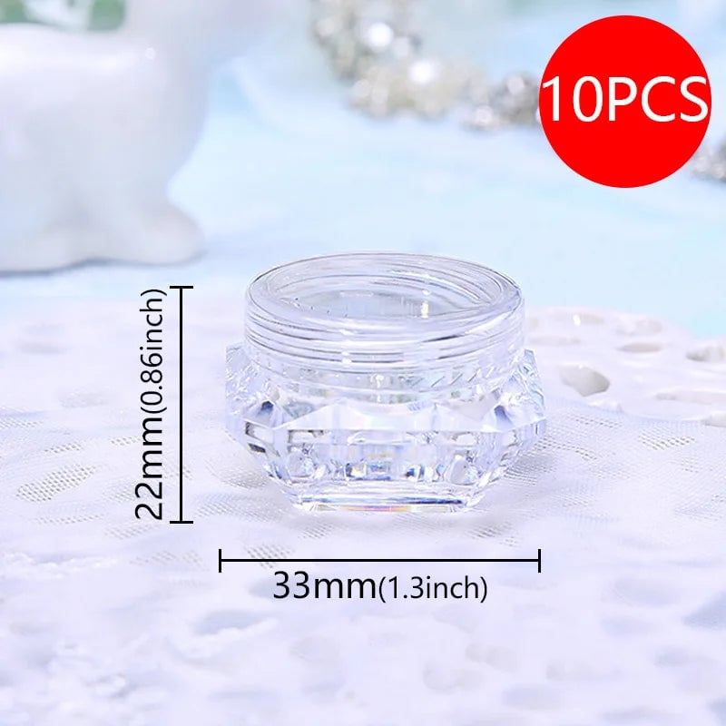 10pcs Diamond Shaped Cosmetic Cream Jars Refillable Travel Containers