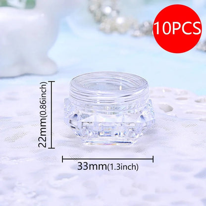 10pcs Diamond Shaped Cosmetic Cream Jars Refillable Travel Containers