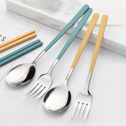 304 Stainless Steel Portable Cutlery Set Fork Spoon Storage Box