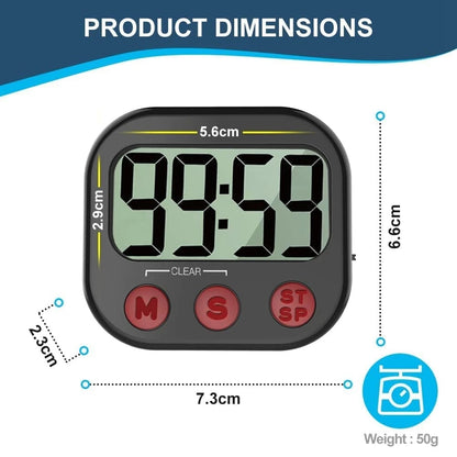Digital Kitchen Timer Magnetic LCD Display Countdown Stopwatch Clock