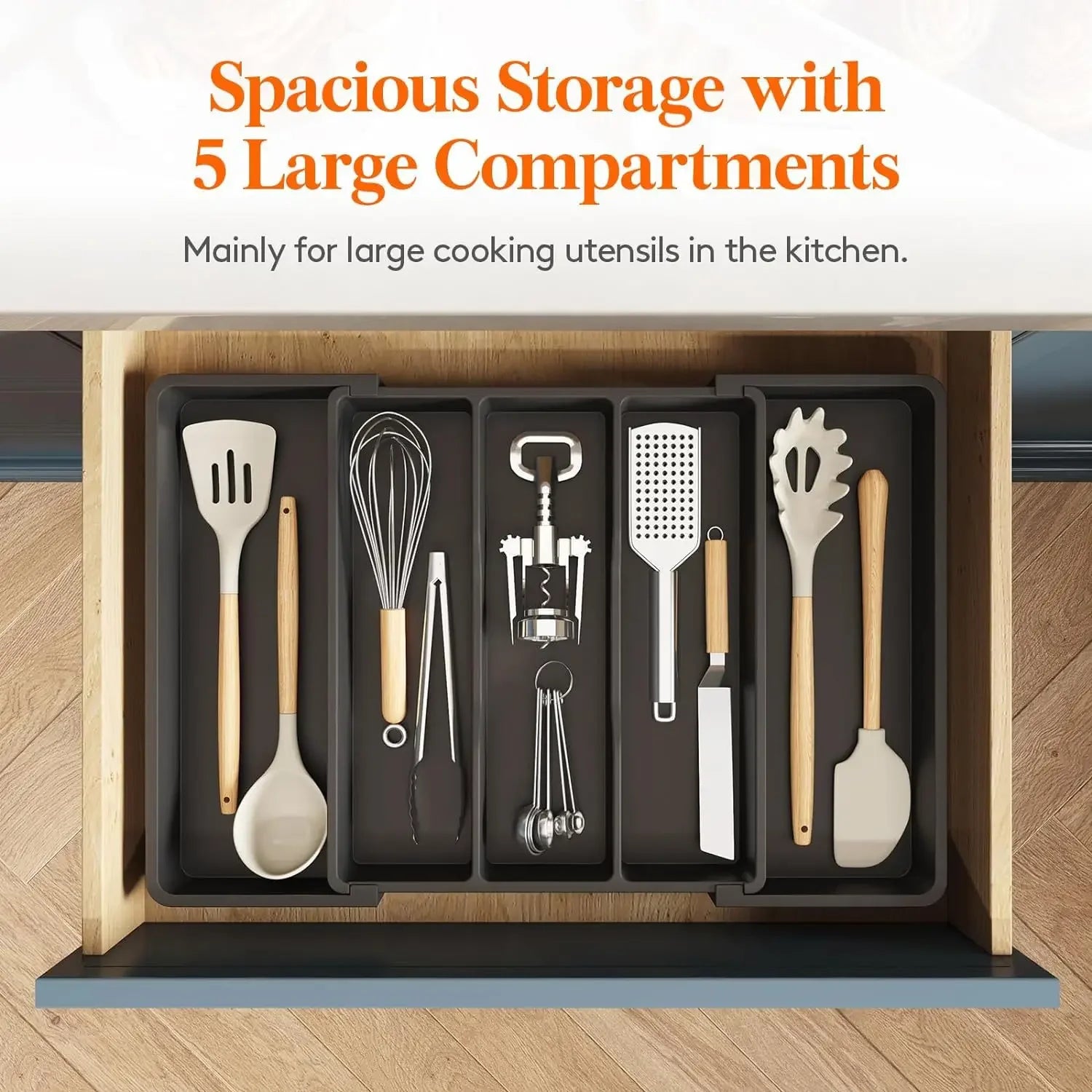 Expandable Kitchen Silverware Drawer Organizer Adjustable Utensil Tray