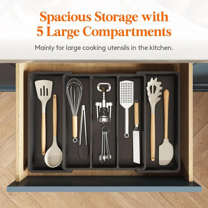Expandable Kitchen Silverware Drawer Organizer Adjustable Utensil Tray